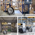 thumbnail image 3 of 36"Industrial Fan High Velocity,Heavy Duty Drum Fan up to 18600CFM,3-Speed & 360°Adjustable,Ideal for Home, Garage, Indoor/Outdoor Use, Black, 3 of 8