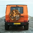 thumbnail image 7 of DouZhe Waterproof Spare Tire Cover, Leopard Print Black Orange Prints Adjustable Wheel Covers Fit for Jeep Trailer RV SUV Car, 15 inch, 7 of 7