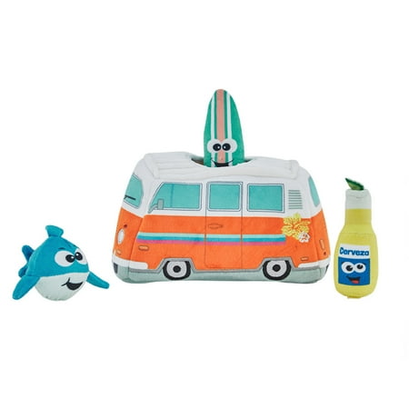 UPC: 0700603704724 | Outward Hound Hide A Surf Van Plush Dog Toy Orange  Blue  White 8.25  x 4  x 5