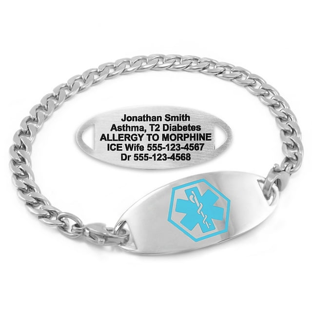 MedicEngraved Stainless Steel Custom Medical Alert Bracelet - 5mm Curb Link