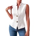 thumbnail image 2 of YVNAURA Women's Sleeveless Button Down Knit Vest Summer Casual Tank Top Open Front Lightweight Breathable Loose Fit Cardigan Waistcoat 2026 Trendy Layer Over T Shirt, White,XL, 2 of 6
