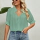 thumbnail image 2 of Blusa con cuello en V con cordón Media manga Color puro Camisa informal elegante y transpirable para mujer para citas Verde guisante L, 2 of 6