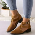 thumbnail image 2 of NECHOLOGY Botas Mujer Adulto Femenino Zapatos Botines para mujer Zapatos de mujer Tacón grueso Parte inferior gruesa Botas informales Malla transpirable Parte inferior Botas de otoño (Brown, 7), 2 of 7
