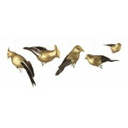 5ct Black and Gold Shatterproof Gilded Bird Christmas Ornaments 8.5"