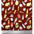 thumbnail image 1 of Soimoi Red polyester Crepe Fabric Soft Drink & Glass Kitchen Print Fabric by the Yard 42 Inch Wide, 1 of 3