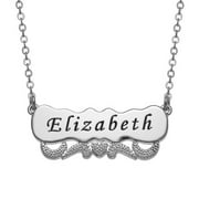 Personalized Women's Engraved Name with Heart Scroll Plaque Necklace