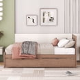 thumbnail image 6 of EBQOSK Modern Design Platform Bed Frame with 2 Drawers Walnut, 6 of 7