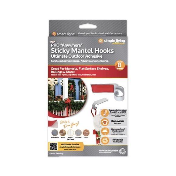 Ganchos adhesivos para repisas Simple Living Solutions Max Pro, paquete de 8