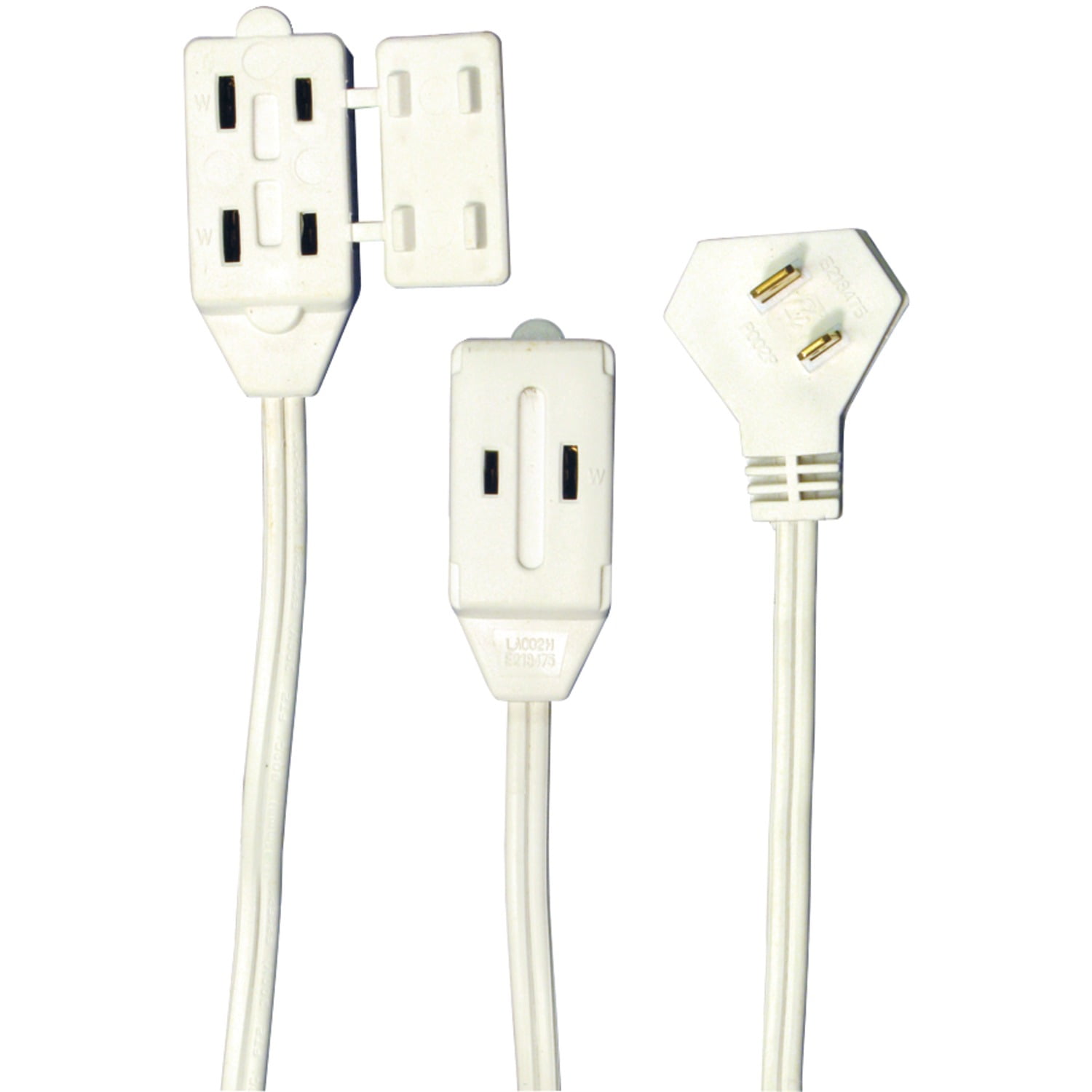 Axis 3 Outlet 6 Ft Low Profile Wall Extension Cord - White 2 Prong  - 45503