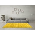 thumbnail image 3 of Ahgly Company Machine Washable Indoor Round Abstract Yellow Contemporary Area Rugs, 5' Round, 3 of 4