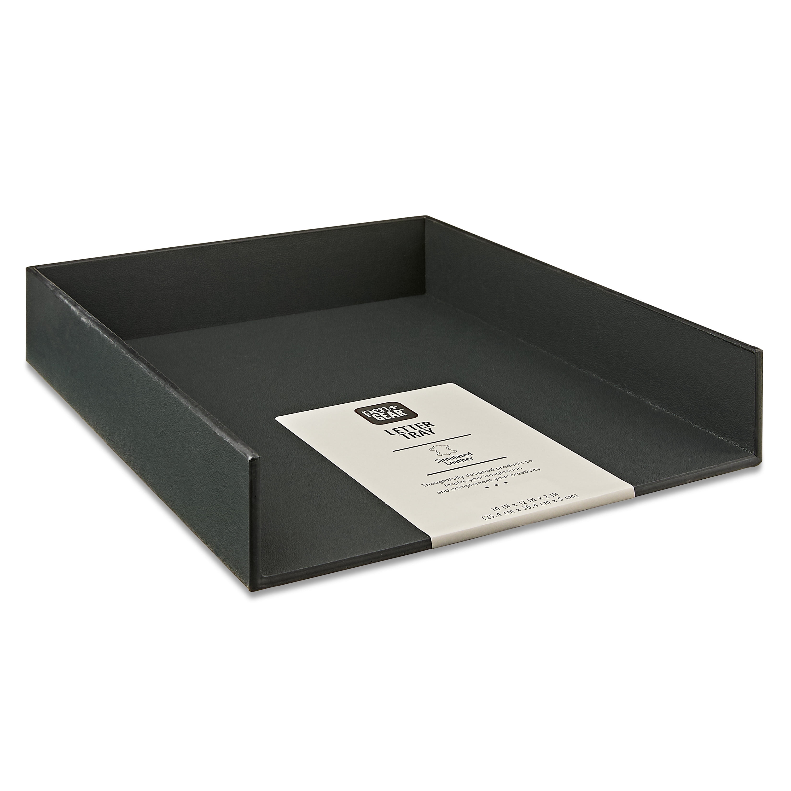 (3 pack) Pen+Gear Simulated Leather Letter Tray, 10 in x 12 in x 2 in, Rich Black