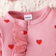 thumbnail image 5 of Ruyang Baby Girls Cute Ruffle Jumpsuit Plain Cotton Bodysuit Bowknot Headband Zipper Long Sleeve Fall Winter Outfit, 5 of 8