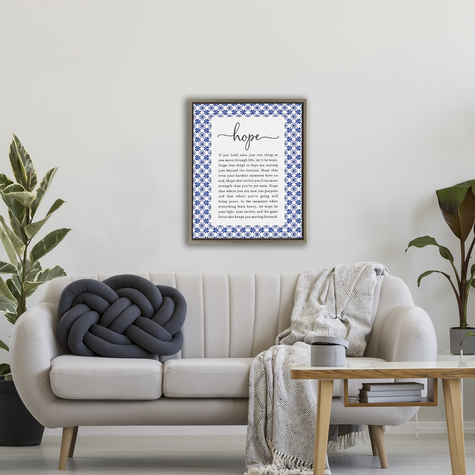Hope For Brighter Days Brown Framed Floater Canvas Wall Art, design by Lettered and Lined