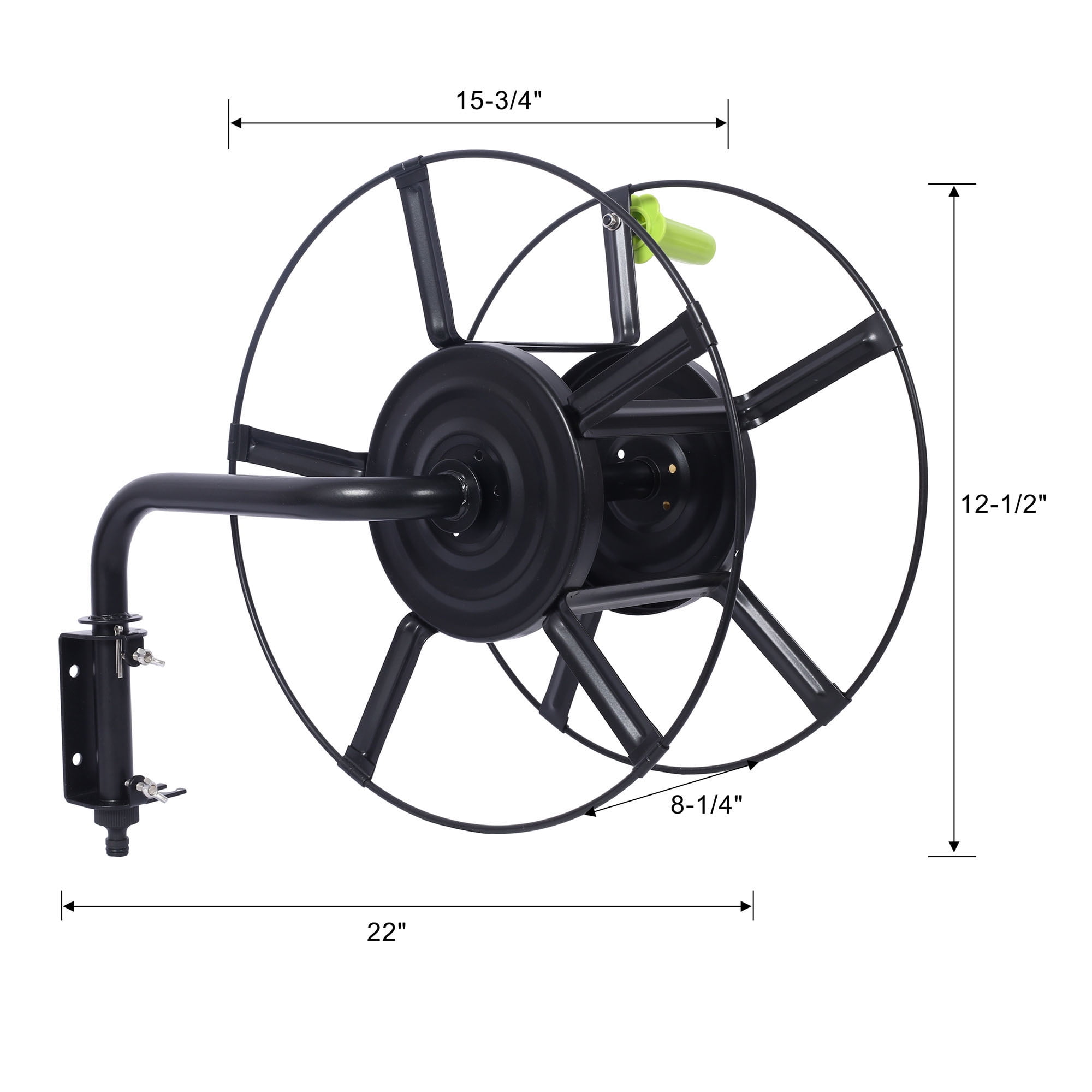 180-Degree Pivot Hose Hanger Steel Material 82' Capacity Quick Connectors Included Sturdy Garden Hose Reel Wall Mount