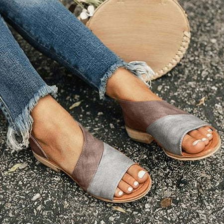 

MIASHUI shoes for women Women Sandals Low Heel Slippers Sandals One Foot Wear Slippers Sandals Comfortable Walking Summer Wedges