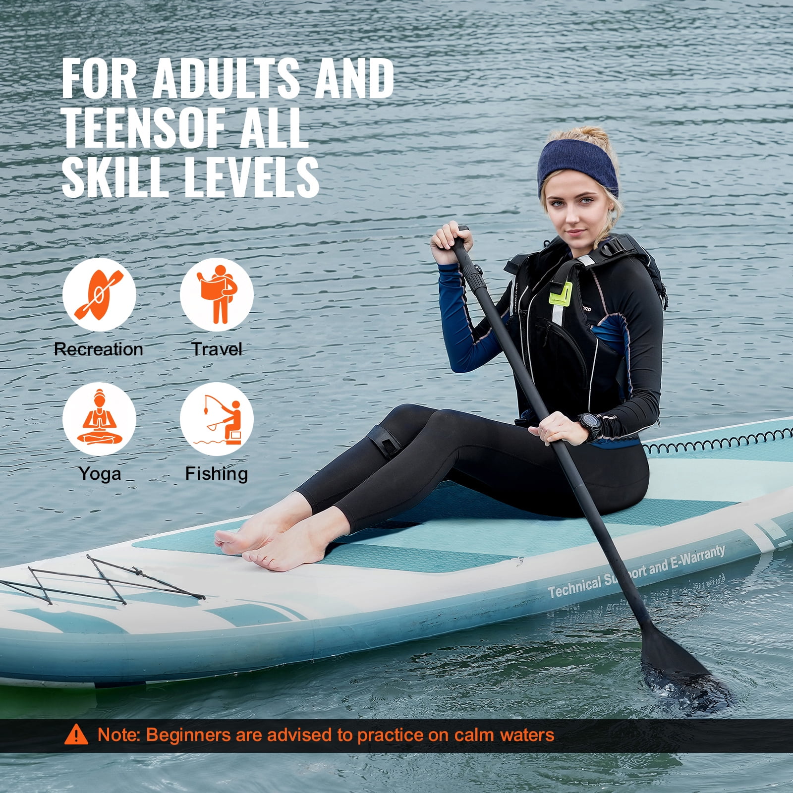 KFFKFF 10 ft Sup SurfBoard Inflatable Stand Up Paddle Board with Paddle Accessory