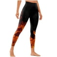thumbnail image 5 of ibuvkizy Workout Leggings for Women Yoga Pants,Women's Flame Printed Leggings Fitness Running Tight Yoga Pants Orange,S, 5 of 6