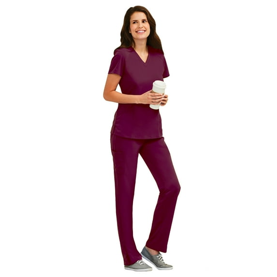 Maevn Pure Women's Modern V-Neck Top & Modern Yoga Pant Scrub Set