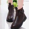 thumbnail image 2 of Viluyesy Girls Chelsea Ankle Boots, Faux Leather, Elastic Side Panels, Side Zipper, Bow Detail, Non Slip Lug Sole Brown Size 12.5 Little Kids, 2 of 9