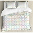 thumbnail image 1 of Abstract Duvet Cover Set King Size, Grunge Colorful Disc Shaped Circles Background New Distressed Concept Art Graphic, Decorative 3 Piece Bedding Set with 2 Pillow Shams, Multicolor, by Ambesonne, 1 of 3