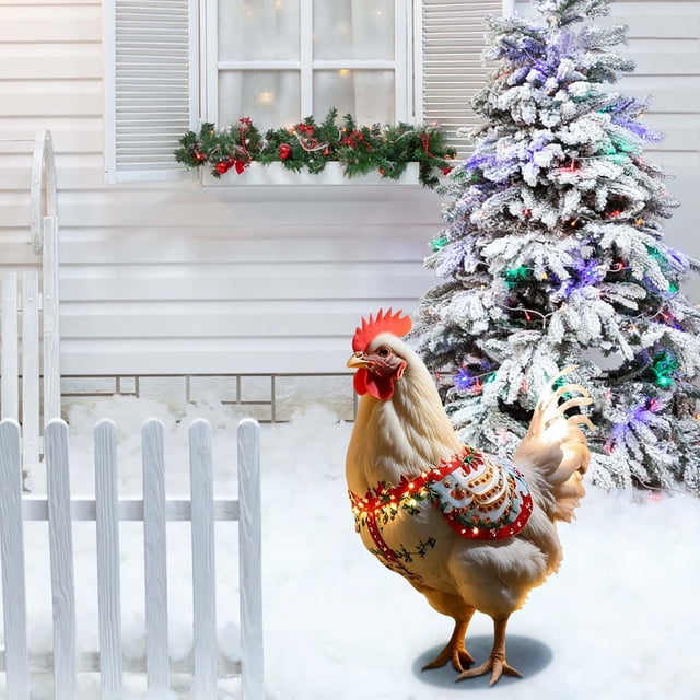 Uuiauoio Christmas Chicken Yard Stake Outdoor Garden Decoration Farm Animal Ground Plug Festive Lawn Ornament for Holiday Display and Seasonal Decor,Christmas Outdoor Deco Xmas Ornaments