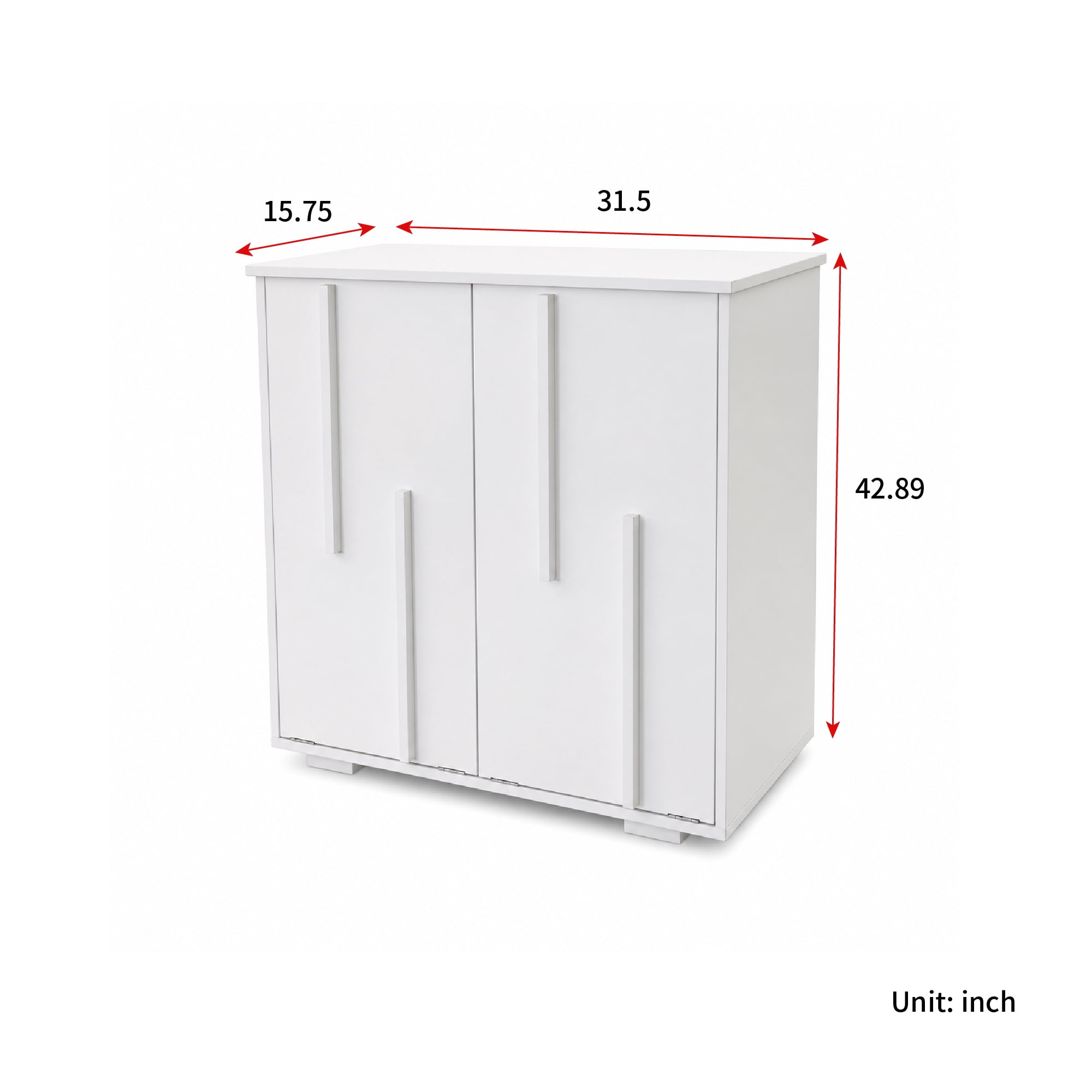 Laundry Cabinet 31.5 x 15.75 x 42.89 Inch, Storage Cabinet with 2 Removable Liner Bags and Fluted Doors
