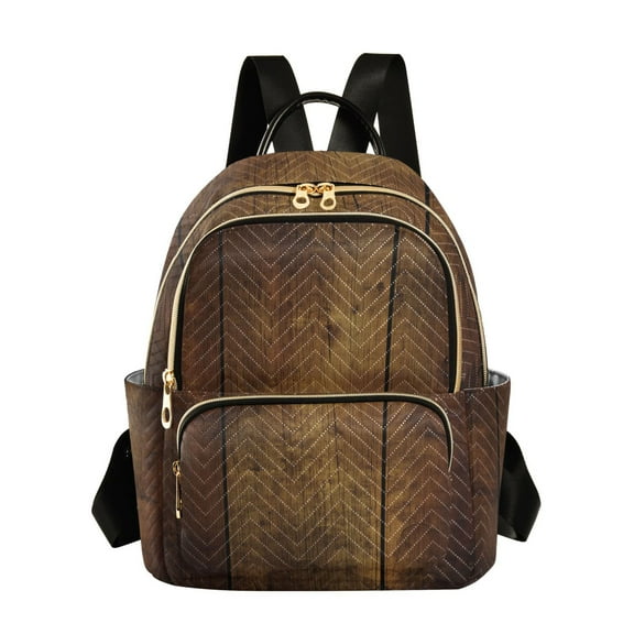 FORMRS Mini Backpack Purse for Women Travel Daypack Casual Shoulder Bag, Wood Grain