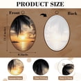 thumbnail image 3 of Canvas Wall Art Black White Beach Palm Sunset Seascape Ocean Scenery Palm Tree Leaves Oval Framed Canvas Prints Vintage Wall Hanging Decor for Bedroom Home Gallery Bathroom 8.6"x11.4", 3 of 7