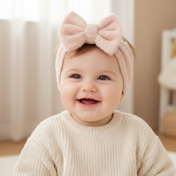 Soft Solid Baby Headband With Bow For And Toddlers Daily Casual Wear, 0-36 Months, Pink