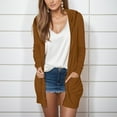 thumbnail image 4 of Solid Color Pocket Casual Long Sleeve Top Hooded Cardigan Jacket, Brown S, Size S-2XL, 4 of 6