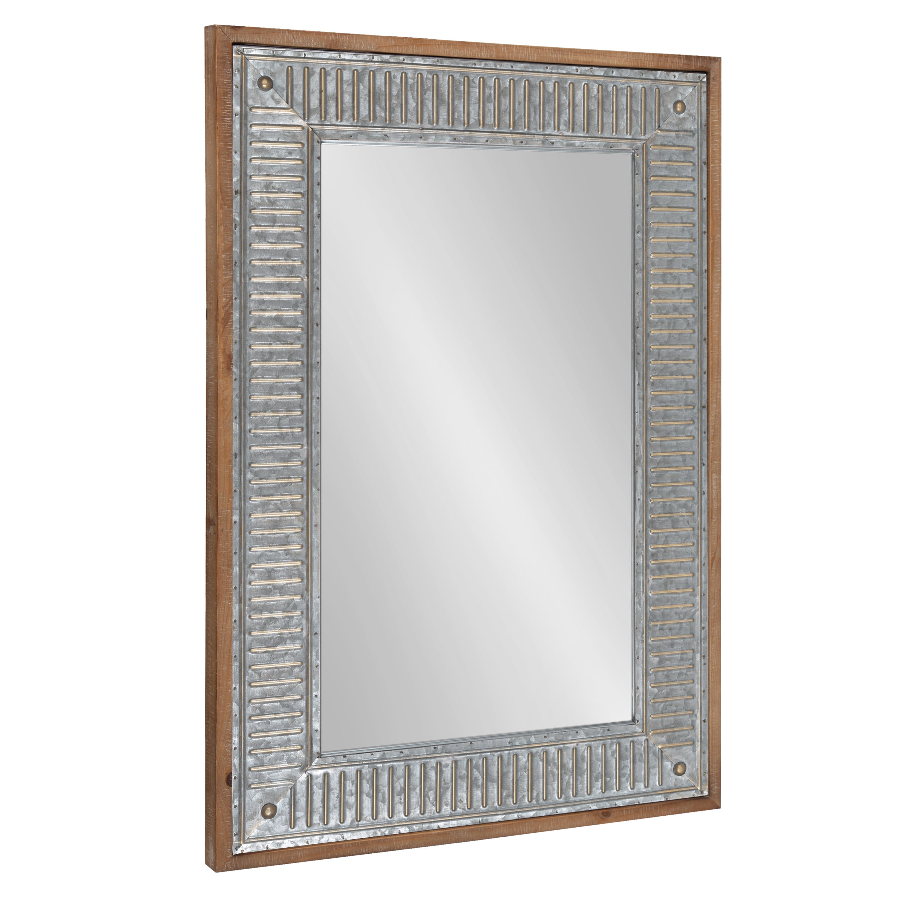 Rustic Brown Wood and Metal Full-Length Rectangular Mirror