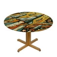 thumbnail image 3 of PIKWEEK  Rocket Space Planet Round Fitted Tablecloth with Elastic Edge  Fitted Table Cloth for Round Table Circular Table Cover Waterproof Wipeable Round Elastic Table Cloth, 3 of 7