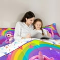 thumbnail image 4 of Manfei Cartoon Unicorn 7 Pieces Bedding Comforter Set,Kawaii Initial Full Bedding Set Lightweight,Rainbow Stars Fitted Sheet Flat Sheet,Microfiber Cute Room Decor,Reversible, 4 of 7