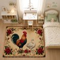 thumbnail image 3 of Gelasgo Farmhouse Rooster Soft Velvet Area Rug, Country Duck Floral Border Floor Mat Non-Slip Washable Rectangle Rug for Kitchen Dining Room Decor, 3 of 5