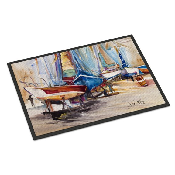 Carolines Treasures JMK1066JMAT On the Hill Sailboats Door Mat Indoor Rug or Outdoor Welcome Mat 24x36 Doormat 36"L x