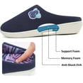 thumbnail image 2 of Wedge Heel Slippers for Women Embroided Abstract Pattern Lining House Shoes, Blue US 9, 2 of 7