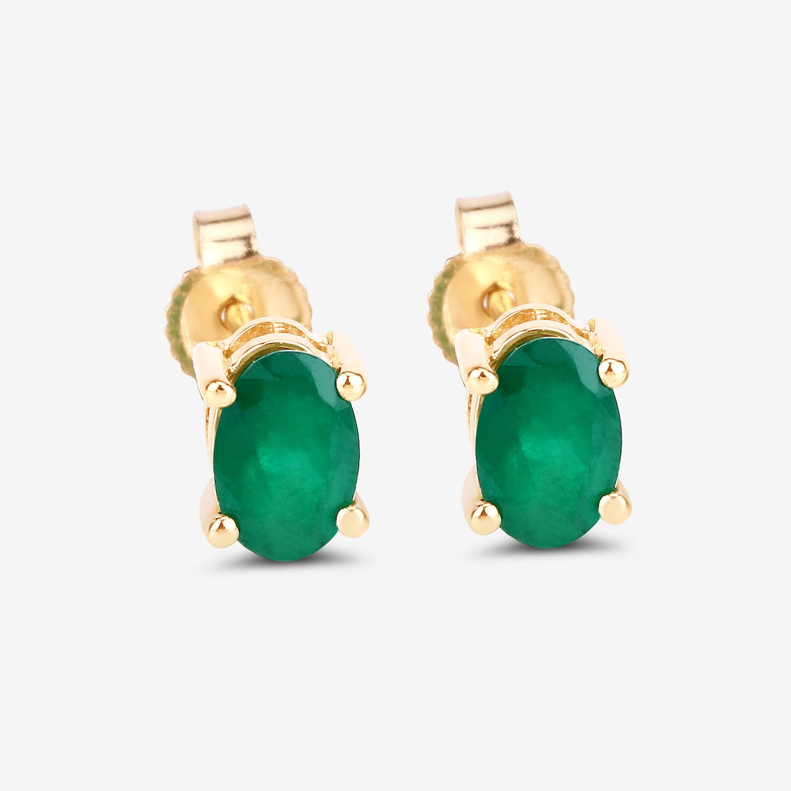20Ct Emerald Earrings, Genuine Emerald Oval and Diamond 14k Yellow Gold Stud Plated Earrings for Women, Bridesmaid Gift, May Birthstone Gift