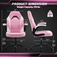 thumbnail image 5 of EDX Ergonomic Gaming Chair with PU Leather, Adjustable Swivel Computer & Office Desk Chair with Flip-Up Armrests, Pink, 5 of 7