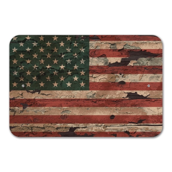 Rustic American USA Flag Distressed Home Business Office Sign - Plastic - 6" x 9" (15.3cm x 22.9cm)