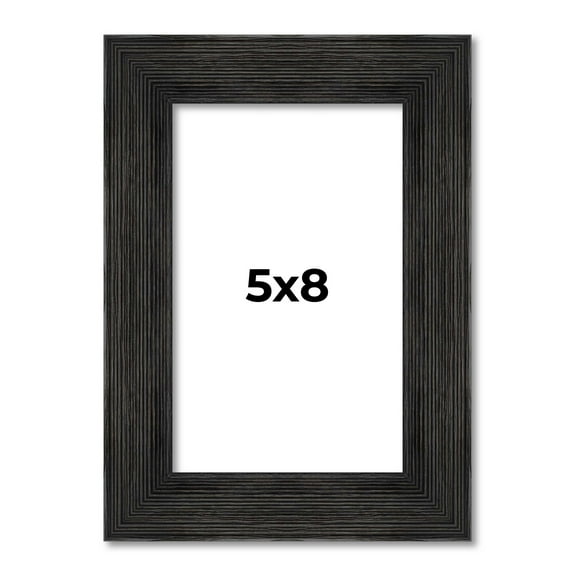 5x8 Black Rustic Wide Barnwood Picture Frame - UV Acrylic, Foam Board Backing, Hanging Hardware