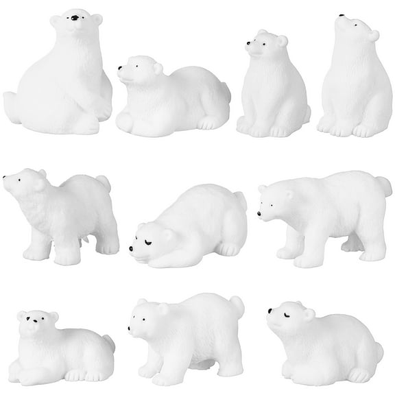 10 Pcs Polar Bears Arctic Animal Figurines Polar Bear Decorations Polar Bear Toys Winter Animal Figurines