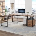 thumbnail image 3 of Tribesigns 70 Inch Modern L-Shaped Desk with Bookcase and Cabinet, L Shapes Computer Desk Study Table Super Sturdy Workstation with Drawers for Home Office with Hutch, 3 of 6