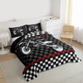 thumbnail image 3 of Feelyou Cartoon Red Automobile Full Size Comforter Sets, Speed Sports Lover Bedding Comforter Set, Checkered Square Plaid Reversible Bedding Sets, Luxury Bedroom Decor, 3pcs, 3 of 8