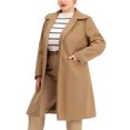 thumbnail image 4 of Agnes Orinda Women's Plus Size Coats Peter Pan Collar Single Breasted With Pockets Trench Winter Long Peacoat 4X Camel, 4 of 6