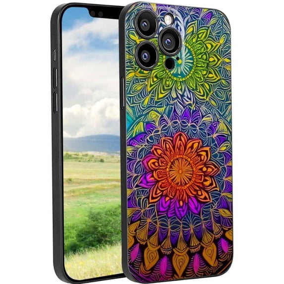 Colorful-Mandala-49 Phone Case, Degined for iPhone 13 Pro Case Men Women, Flexible Silicone Shockproof Case for iPhone 13 Pro