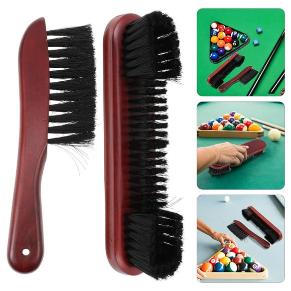 unbranded 2 Pcs Brosse à Cheveux à Longs Poils pour Nettoyage de Table de Billard en Rouge Foncé avec Matériau Synthétique