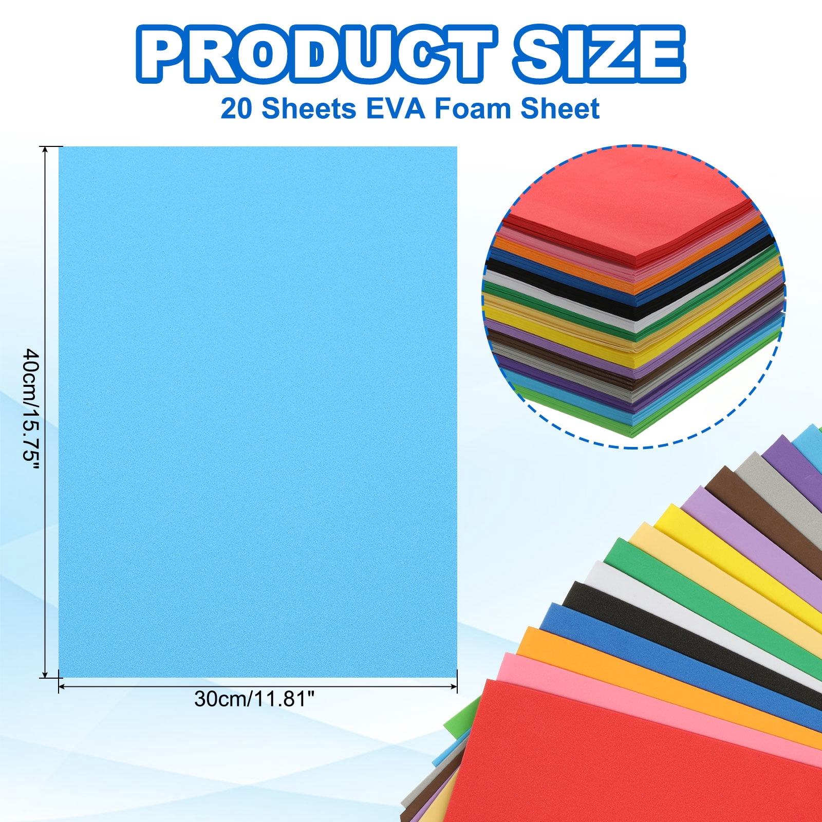Uxcell 20Pcs Light Blue EVA Foam Sheets, 15.7 x 11.8 Inches 1mm Thick Foam Sheets for Crafts