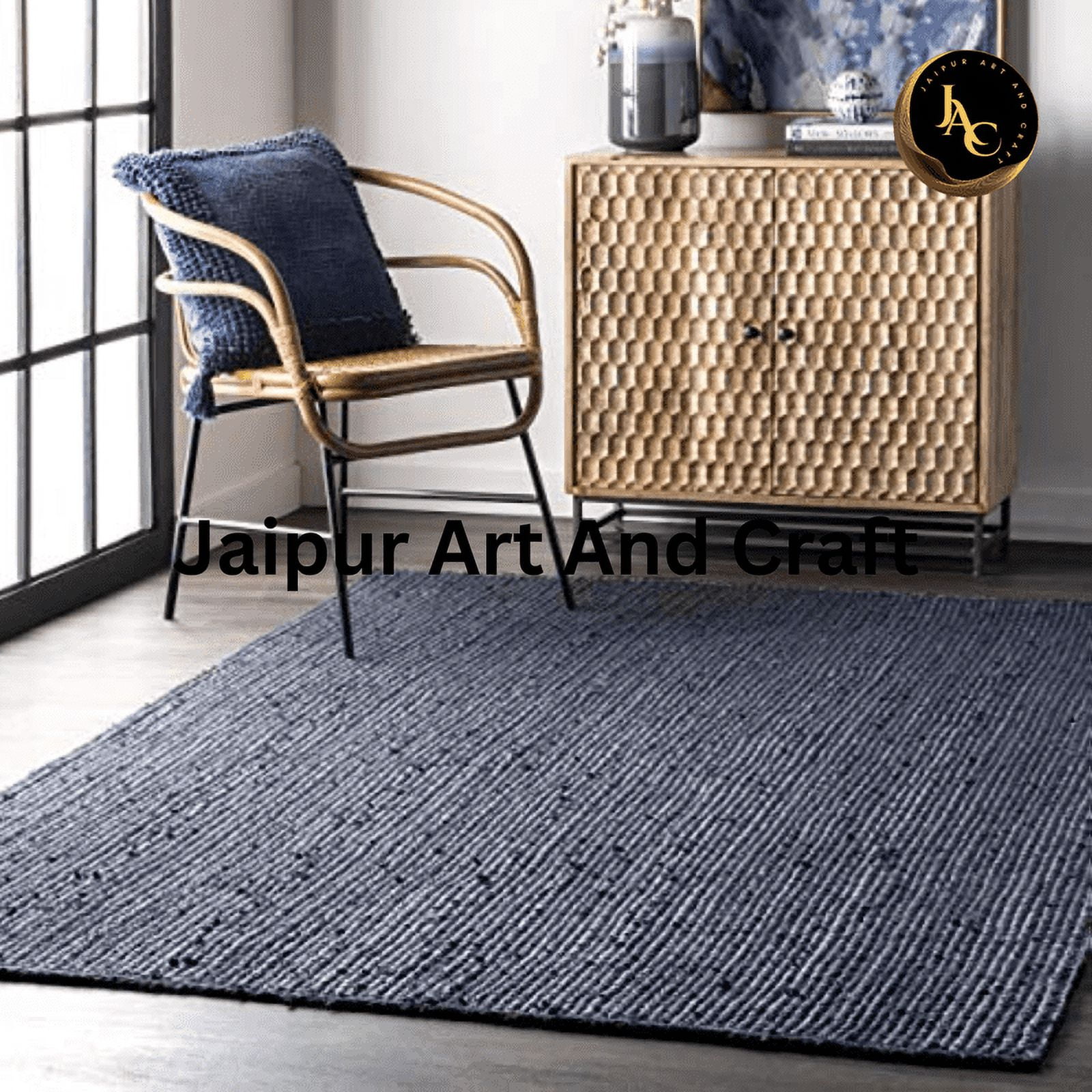 Jaipur Art And Craft Jute Indoor Carpet Rectangle Hand Braided Reversible Area Rug (4x6 Sq ft)