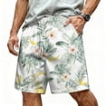 thumbnail image 2 of Mens Swim Trunks Men's New Loose Mesh Beach Printed Casual Drawstring Shorts Breathable Resort Print Crop Pants with Elastic Waist Summer Swim Trunks for Vacation Spring Gray 2XL, 2 of 5