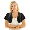 thumbnail image 3 of Yanarno Boléro Court en Chiffon à Manches Courtes pour Femmes, Ouvert, en Dentelle, Noir G, 3 of 7
